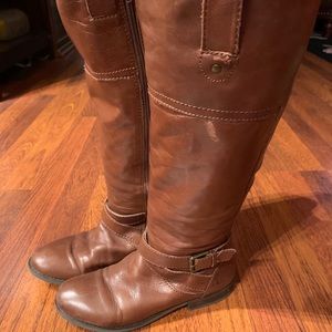 Knee leather high boots